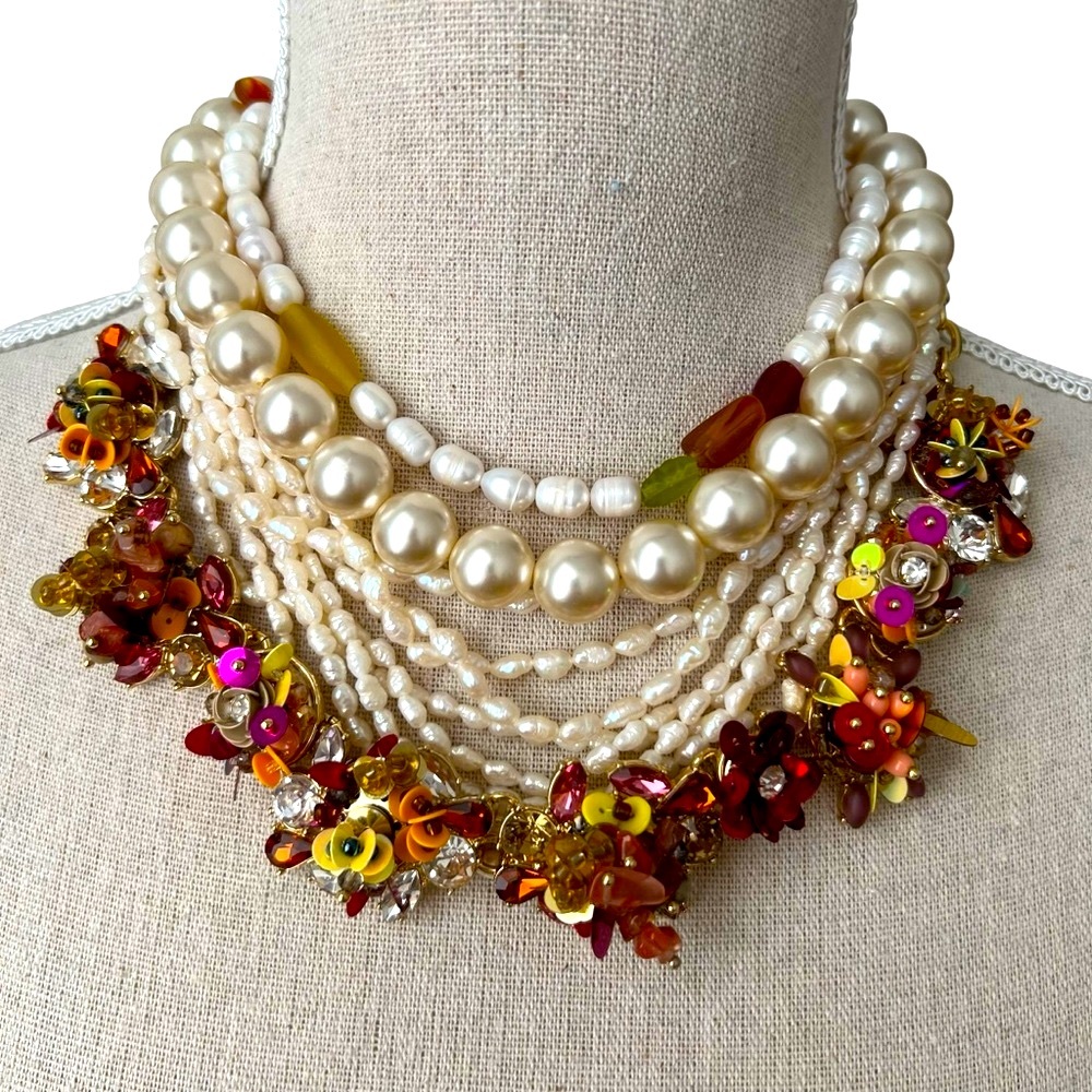 Talbots Colorful Mixed Media Statement Necklace - Picture 15 of 16